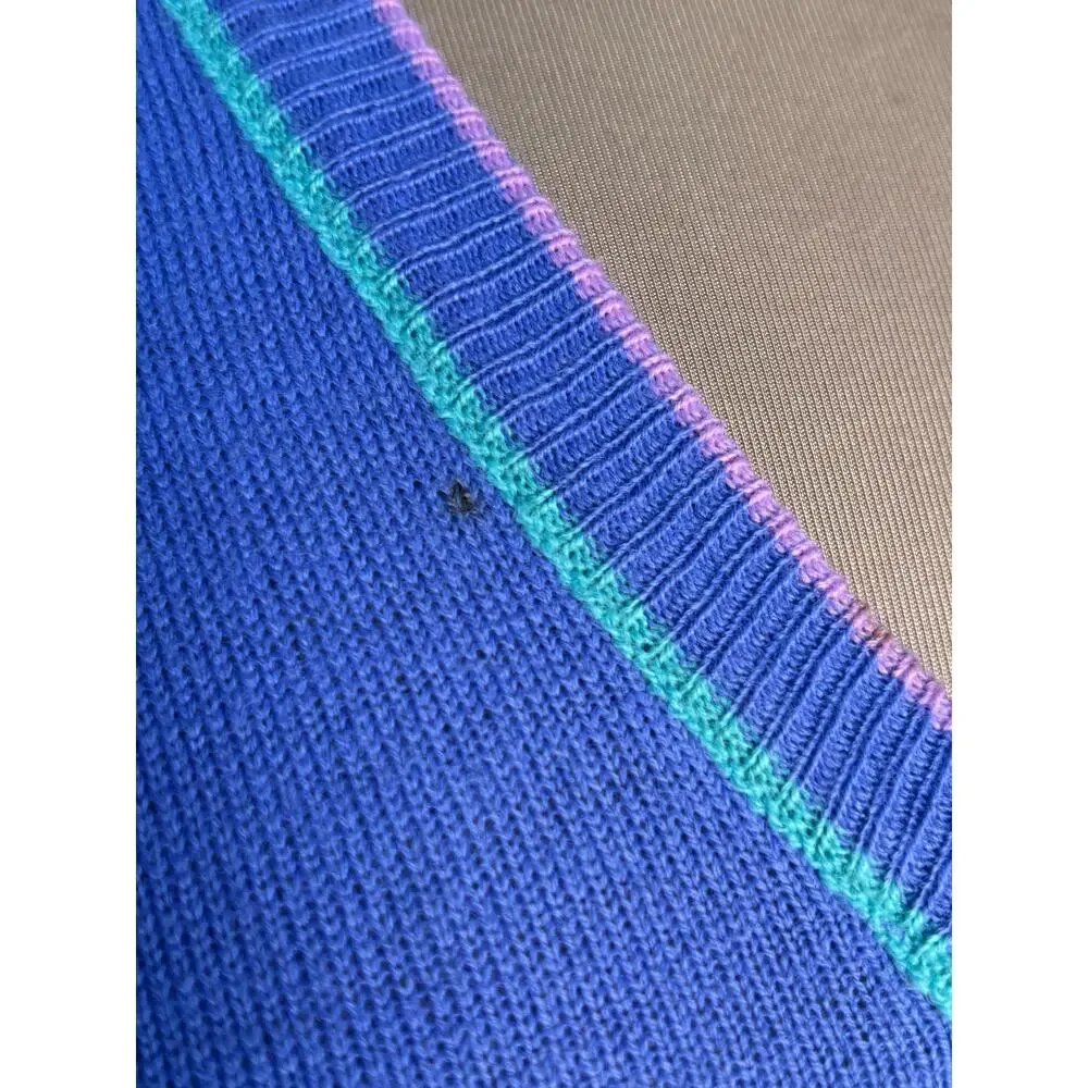 Vintage 90s Purple Sweater Vest V Neck Preppy Tennis Country Club Knit Medium